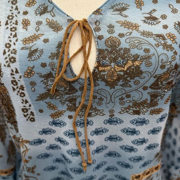 St. John’s Bay Western Paisley Blouse w/ Keyhole Tie - Picture 2 of 5